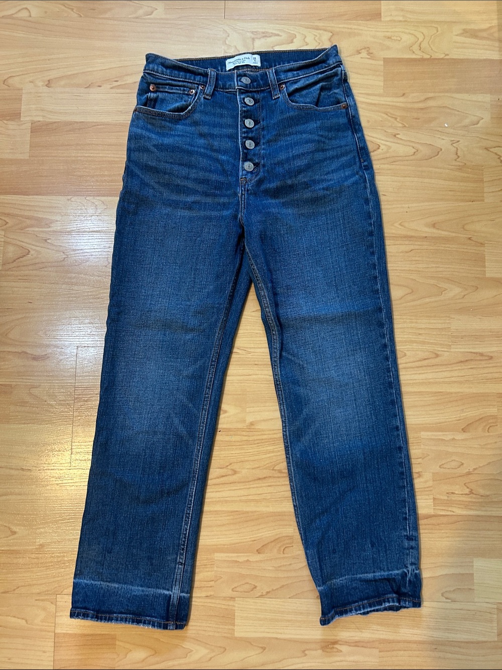 Abercrombie & Fitch Ankle Straight Ultra High Rise Button-Fly Jeans